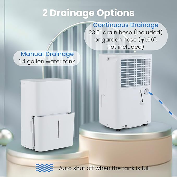 ARLIME 94.5 Pints Dehumidifier for Home, 6000 Sq.Ft Dehumidifier w/24H Timer, LED Display, Child Lock, Drain Hose& Auto Defrost for Bedroom Basement Garage Office (94.5 Pints) - Image 8