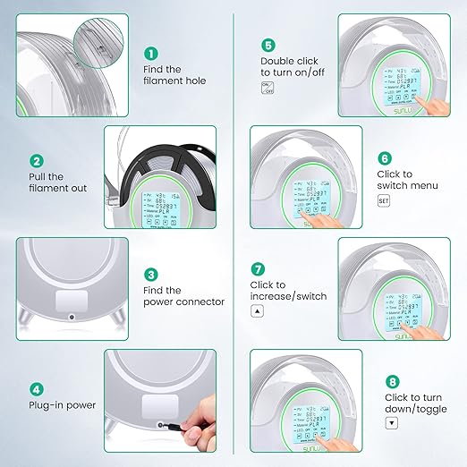 SUNLU Official Filament Dryer S2 Plus, 70℃ Max Temperature, Built-in Circulation Fan, 3D Printer Filament Storage Box Filament Dehydrator, Nylon TPU PLA PETG ABS 3D Printer Filament Dryer Box, White - Image 8