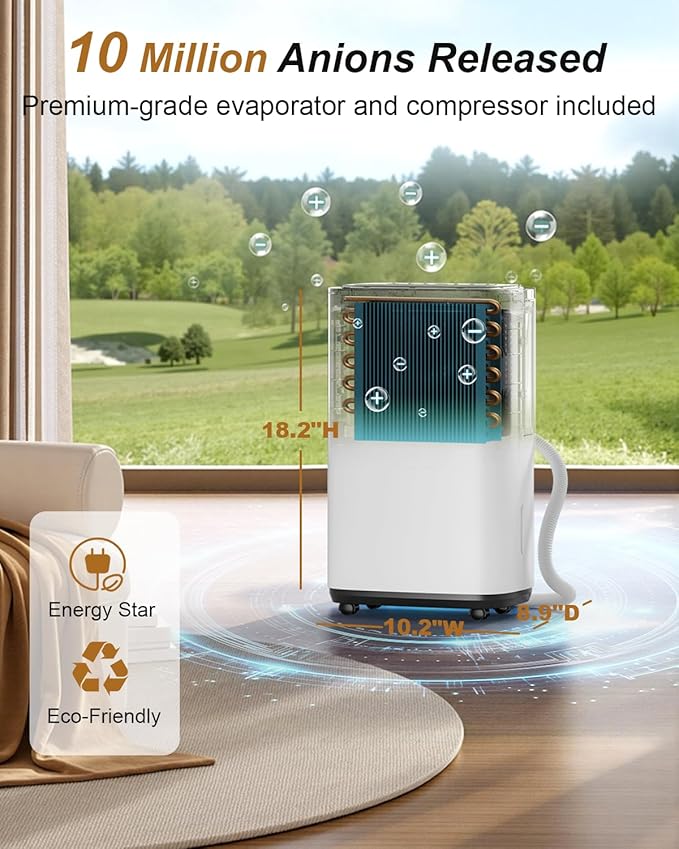 3000 Sq. Ft. Dehumidifier for Basement, 30 Pint Quiet Dehumidifiers for Home with Drain Hose, Smart Humidity Control, 24H Timer & Child Lock, Ideal for Large Rooms, Bathroom, Bedroom, Garage - Image 7