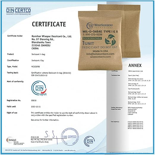 33G 120 Pack Kraft Clay Desiccants Packs for Storage, 1U Bentonite Clay Desiccant Bags for Gun Safe, Military Grade Moisture Absorbers, Food Safe Silica Gel Packets Alternative - Image 7
