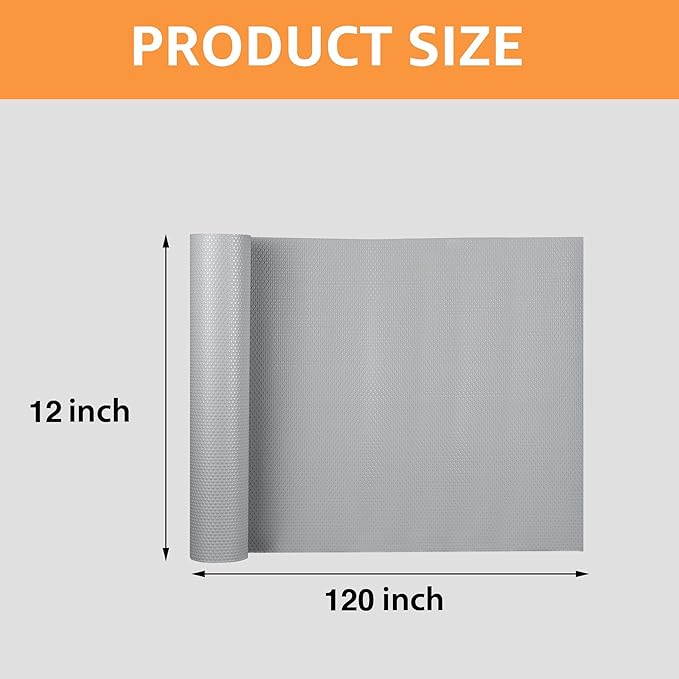 FLPMIX Kitchen Cabinet Shelf Liner: Waterproof Drawer Liner 12"x 120" - Easy to Cut Non-Adhesive Cupboard Mat for Kitchen Bathroom Pantry Shelves Light Gray - Image 8