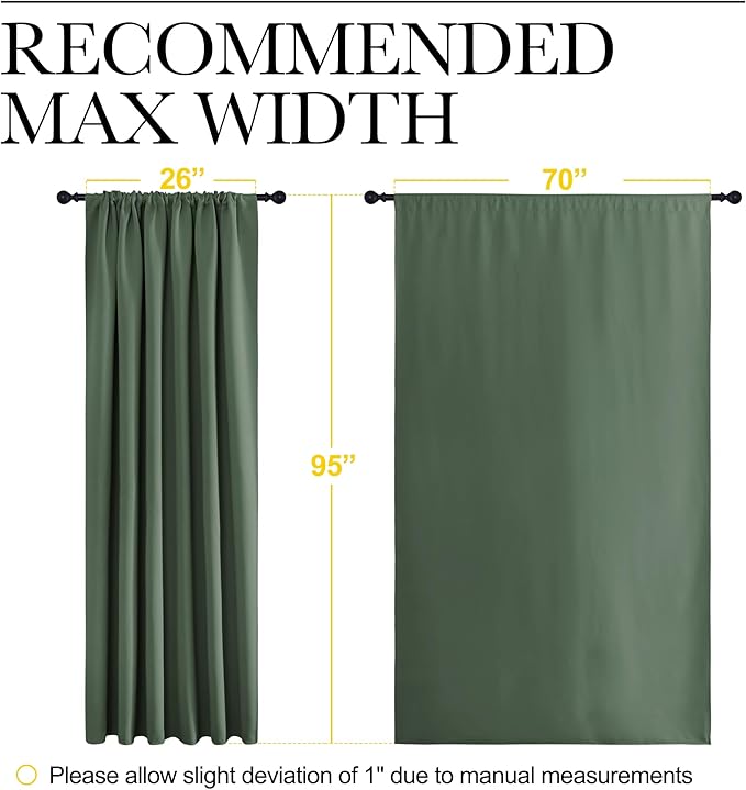 NICETOWN 2 Panels Blackout Curtains, Rod Pocket Thermal Insulated Drapess for Bedroom, Privacy Protection Easy-Care Heavy Duty Curtains for Living Room/Dining Room, W70 x L95 inches, Dark Mallard - Image 6