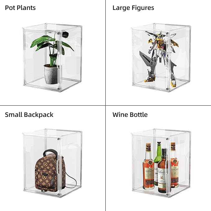 Clear Acrylic Display Case, Large Stackable Storage Bins Magnetic Attraction Lids, 1 Pack Acrylic Box Showcase for Collectibles, Figures, Cosmetic, Purse, Handbag, Wallet, 10.7x8.6x14.2 inch - Image 5