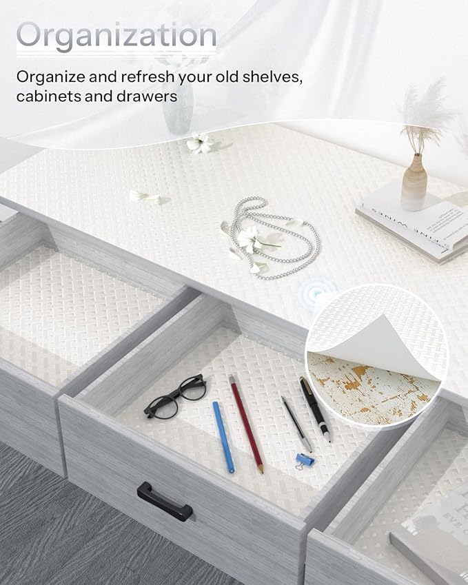Shelf and Drawer Liner for Kitchen Cabinet, Non-Adhesive 24in x 240in Waterproof Contact Paper Refrigerator Liners Thickened Durable EVA Material Non Slip Mat for Dresser Cupboard Pantry Protector - Image 5