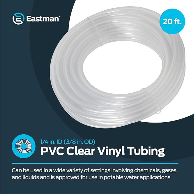 Eastman 1/4 Inch ID (3/8 Inch OD) PVC Clear Vinyl Tubing, 20 Foot Length, 98563 - Image 2