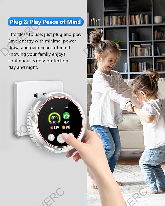 4 in 1 Carbon Monoxide Detector and Gas Detector, Dual Sensor Alarm Natural Gas Leak Detector & Carbon Monoxide Detectors Plug in, Battery Backup/Temp, Humidity for Home, Apartment, Hotel, Camping RV - Image 7