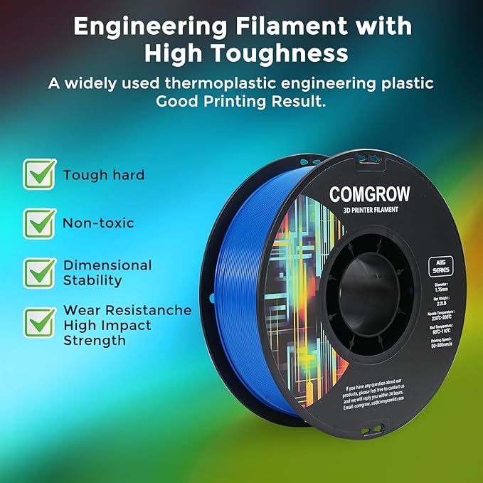 Comgrow ABS 3D Printer Filament 1.75mm, Heat Resistant 3D Printing Filament 1.75mm, Strong and Durable, Dimensional Accuracy +/- 0.02mm Blue - Image 2