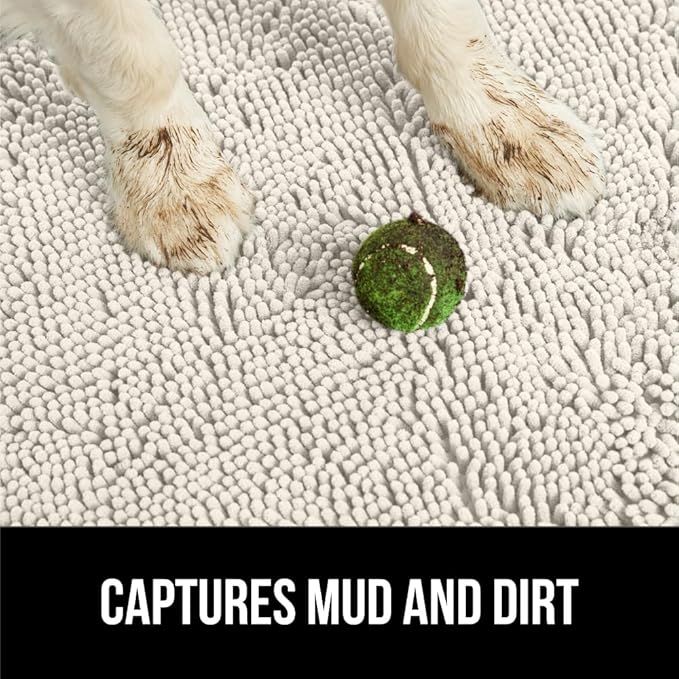 GORILLA GRIP SOAKSTOPPER Dog Door Mat, 48x30 Machine Washable Rug Absorbent Doormat Captures Moisture Mud Dirt, Quick Dry Soft Chenille Entryway Rugs Indoor Entrance Mats for Dog Paws, Cream - Image 3