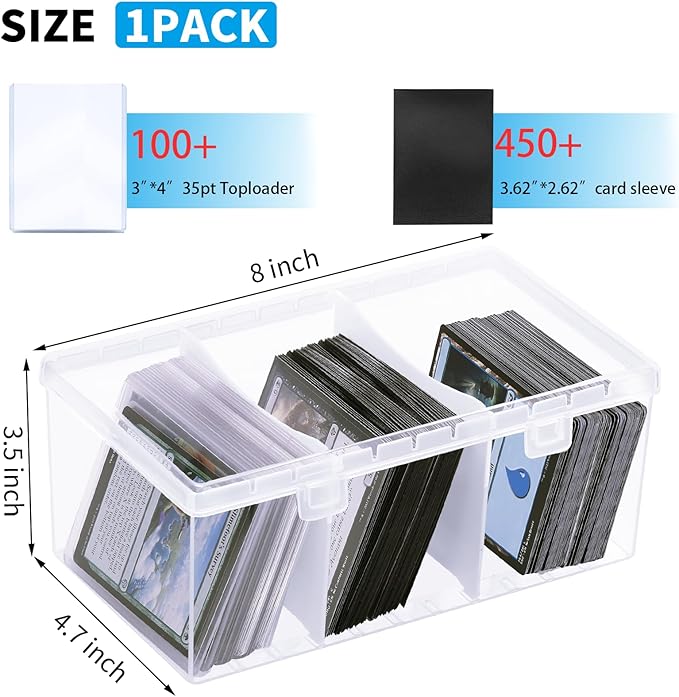 Toploader Storage Box for 100 + 3" x 4" 35pt Rigid Card,Trading Card Storage Box with Dividers for 500+ Baseball Card Case,Playing Card Case for MTG, Sport Cards,Game Cards 1 PACK - Image 2