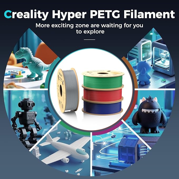 Creality PETG Filament, Hyper 1.75 mm 1 kg PETG: High-Speed 3D Printer Filament 30-600 mm/s, Dimensional Accuracy +/- 0.02 Cardboard Spool (2.2 lbs) for Most FDM 3D Printers,Grey - Image 7