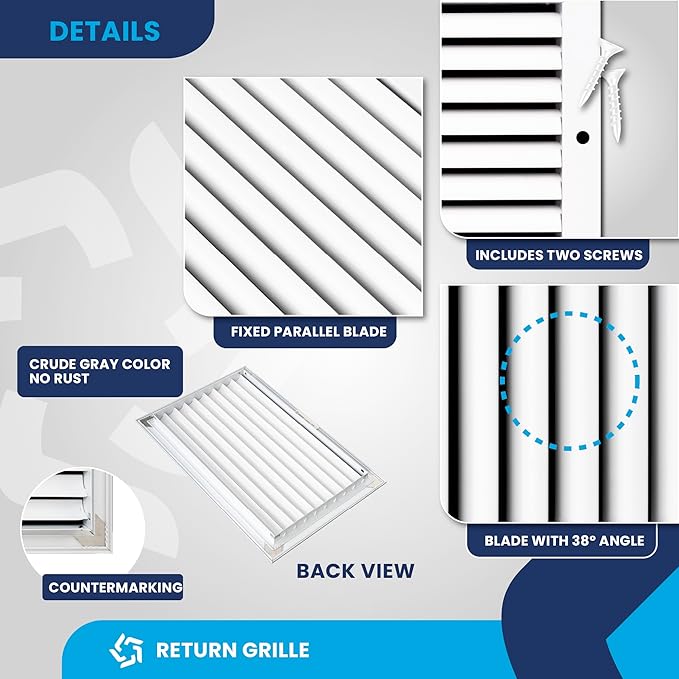 16x10 Inch (Duct Opening) Air Return Vent Cover Decorative – Premium Aluminum AC Vent Cover for Ceiling & Wall, Rustproof Grille, Ideal for Home HVAC Grille, Durable & Easy to Install by ACLAMINAIRE - Image 9