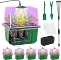 Self-Watering Seed Starter Tray with Timed Grow Light, 6 Packs Plant Starter Tray Seedling Starter Kit with Humidity Domes Base Indoor Mini Greenhouse for Gardening Seeds Growing Starting by GOONMILL