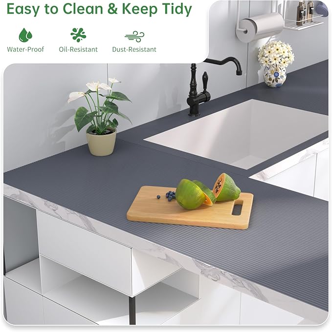 Shelf and Drawer Liner for Kitchen Cabinet, Non-Adhesive 12in x 240in Waterproof Durable Thickened EVA Material Easy-to-Cut Contact Paper Non Slip Mat for Refrigerator, Cupboard, Dresser - Image 4