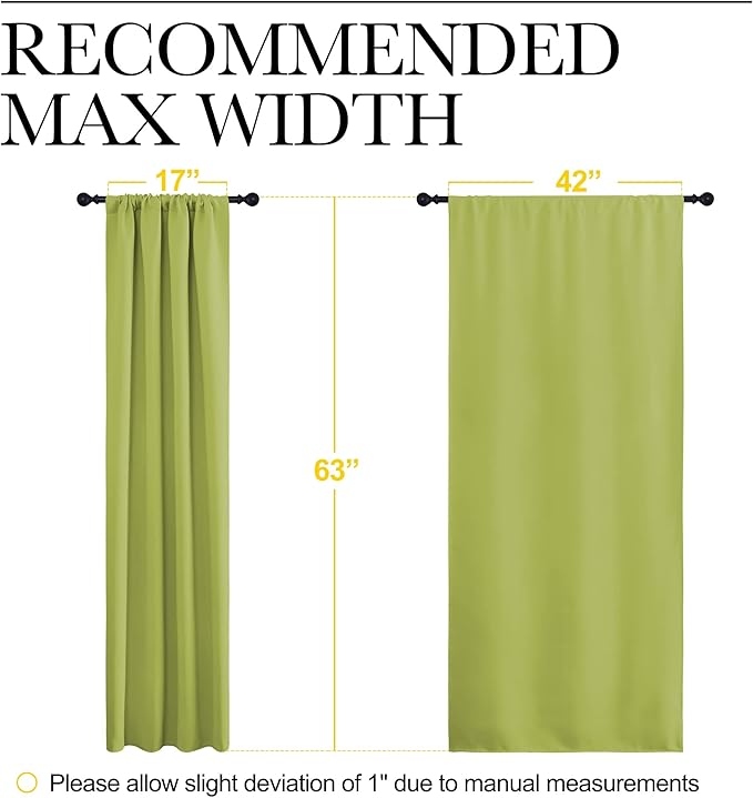 NICETOWN Green Blackout Draperies Curtains - Thermal Insulated Home Decoration Blackout Drapes for Kid's Room (1 Pair, 42 x 63 Inch, Fresh Green) - Image 8