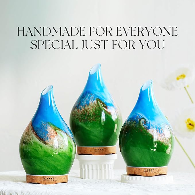 Porseme 280ml Essential Oil Diffuser Glass Color Changing Aroma Air Diffusers Aromatherapy Ultrasonic Cool Mist Humidifier 7 Running Hours Waterless Auto-Off for Sleeping, Yoga, Office (Blue Grass) - Image 7