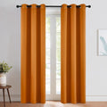 NICETOWN Room Darkening Cafe Satin Curtains for Small Windows, 42" Wide by 84" Long, 2 Panels, Orange, Grommet Privacy Faux Silk Blackout Drapes for Bedroom by NICETOWN