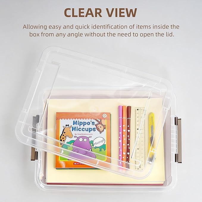 Citylife 3 PCS Plastic Storage Bins with Latching Lids Portable Project Case Clear File Box Stackable Storage Containers for Organizing A4 Paper, Photo, Document, Scrapbook - Image 3