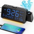 Mesqool Projection Alarm Clock for Bedroom Ceiling, Digital Clock Projector with Weekday/Weekend Mode, Date, Temperature, Humidity, Type-C USB Charger, Snooze, Dual Alarms, Dimmer,12/24H by Mesqool