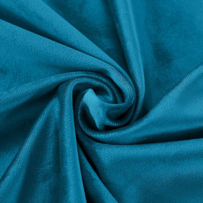 ChadMade Blackout Lined Premium Velvet Curtain Blue 50Wx108L Inch (1 Panel), Eyelet Grommet for Livingroom Bedroom Theater Studio, Leon Collection - Image 6