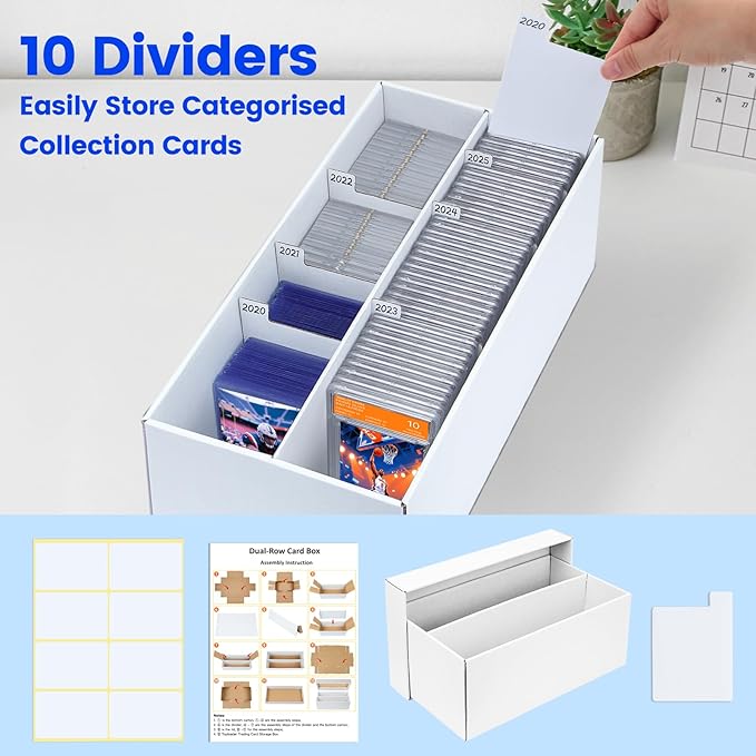 Pulchra 2 Pack Trading Graded Card Storage Box - 2 Rows Graded Card Case Holds 88 PSA Slab Cards, Graded Card, Cardboard Holder Organizer Boxes with Dividers for Sport Cards PSA/GMA/CSG/SGC/HGA/MTG - Image 5