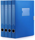 A4 Storage File Boxes Plastic Archives Cases with Lid, File Folder Organizer Document Filing Box for Office, Letter Size Paper,31×4×24 cm, Blue(Pack of 4) by HUA+JIE