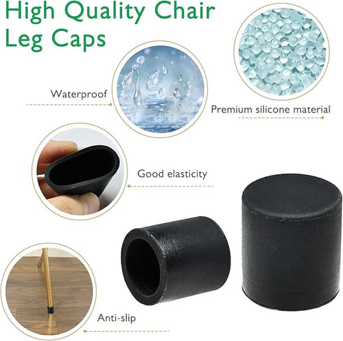 1" (24.7mm) Silicone Chair Leg Floor Protectors, Rubber Chair Leg Caps, Non-Slip Furniture Pads Round Chair Feet Covers End Caps for Hardwood Floors, Patio & Table Foots, White (10PCS) - Image 2