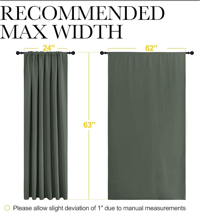 NICETOWN Bedroom Curtains Blackout Draperies - All Season Thermal Insulated Solid Rod Pocket Top Blackout Curtains/Drapes for Kid's Room (Dark Mallard, 1 Pair, 62 x 63 Inch) - Image 7