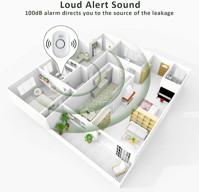 Water Leak Detector Sensor Alarm: Home Water Flooding Monitor Smart Sink Overflow Monitoring Adjustable Wet Moisture Alert Pipe Leakage Drip Detection Warning for Basement Floor - Image 4