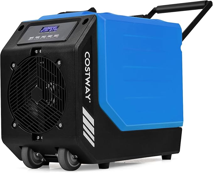 COSTWAY 190 PPD Commercial Dehumidifier with Pump, Rotational Molded Crawl Space Dehumidifier with 26Ft Drain Hose for Water Damage Restoration, Basement (Blue) by COSTWAY