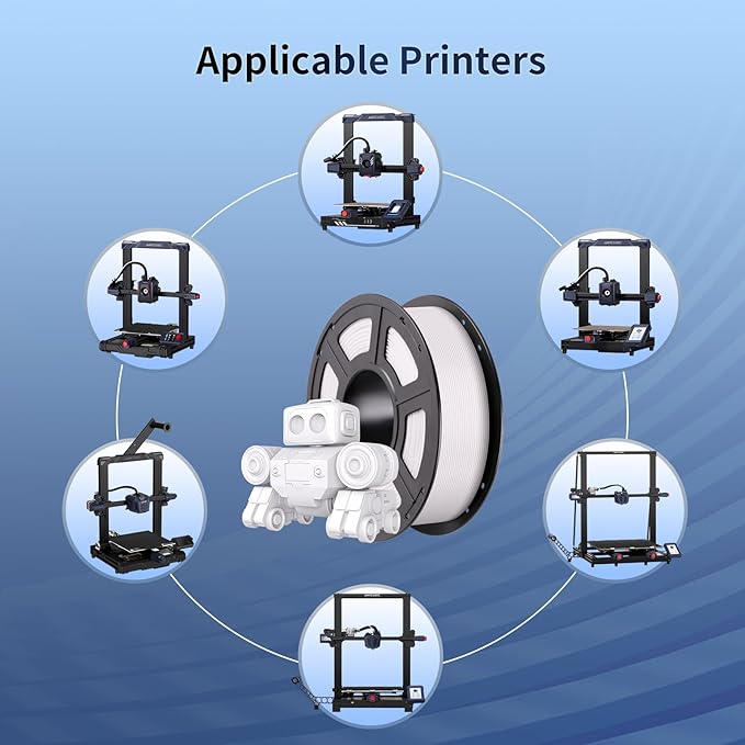 ANYCUBIC Silk Filament, Clog-Free Shiny 3D Printing PLA Filament 1.75mm Dimensional Accuracy +/- 0.03mm, 1KG Spool (2.2 lbs), Silk White - Image 7