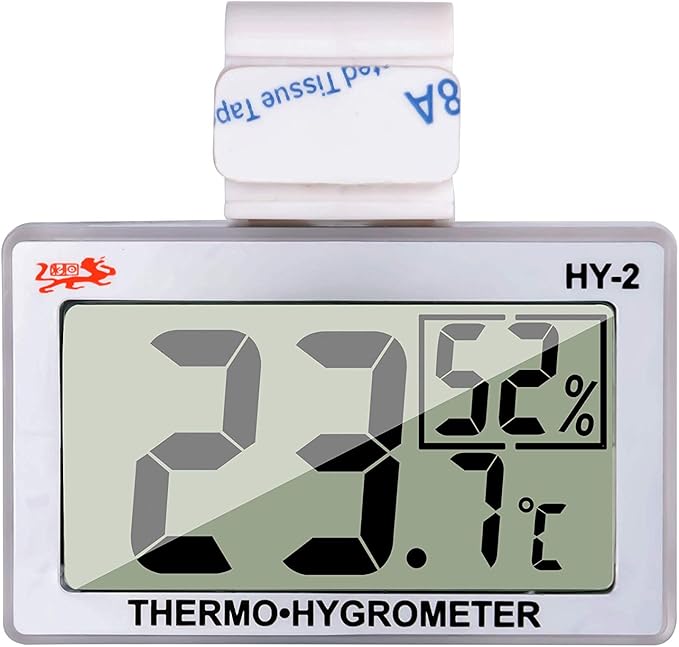 Digital Reptile Thermometer Hygrometer with Hook & Adhesive, LCD Display Temperature Humidity Gauge for Reptile Tanks, Terrariums, Bearded Dragon, Hermit Crab Accessories (-10℃~+50℃/20%-90% RH) by JLENOVEG