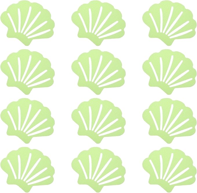PATIKIL 12 Pcs Non Slip Bathtub Stickers, Anti Slip Shower Stickers Bathroom Shower Floor Decals Sea Shell Shape Cute Treads Tubs, Green by PATIKIL