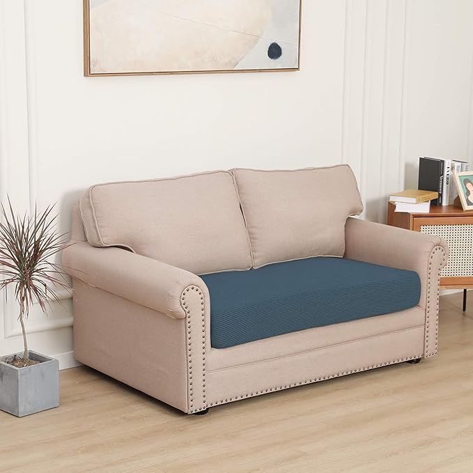 Easy-Going Stretch Loveseat Cushion Cover Sofa Cushion Furniture Protector Sofa Seat Sofa Slipcover Sofa Cover Soft Flexibility with Elastic Bottom(Loveseat Cushion, Bluestone) - Image 2