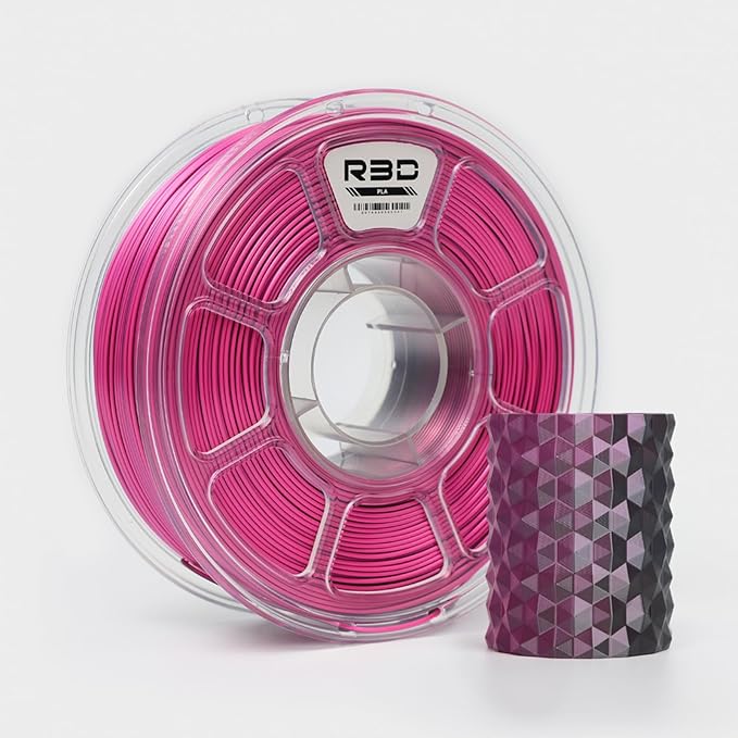 R3D Dual Color Silk PLA Filament, Co-Extrusion 3D Printer Filament 1.75mm, 30-370 mm/s High Speed PLA, Dimensional Accuracy +/- 0.02 mm, 1KG Plastic Spool (Silk Black-Rose Red) by R3D