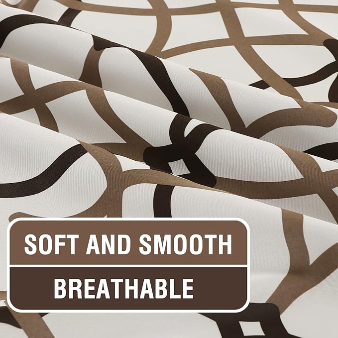 H.VERSAILTEX Blackout Curtains Printed Design 108 Inch Length 2 Panels Set Thermal Insulated Curtains for Bedroom Living Room Geometric Modern Grommet Window Drapes - Taupe and Brown - Image 4
