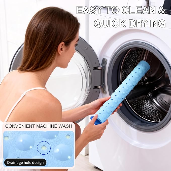 Anti-Slip Bathtub Shower mat, 20.8×20.8（Approximately 53×53cm） inch Soft Oversized Machine Washable Non-Slip Bathtub mat with Drainage Holes, Bathroom Floor Suction Cup.（1-Opaque Light Blue） - Image 7
