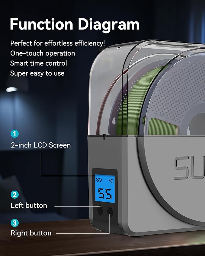 SUNLU S1 Plus Dry Box Grey, 3D Filament Storages with PLA Plus 1.75mm Black - Image 4