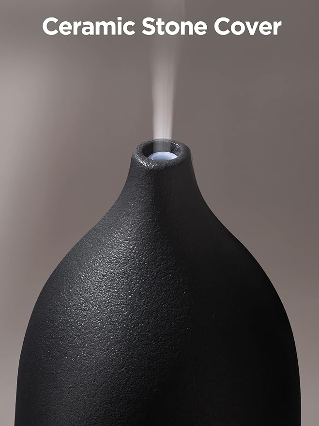 InnoGear Oil Diffuser, 150ML Ceramic Diffuser for Essential Oils Handcrafted Aromatherapy Diffuser Ultrasonic Cool Mist Humidifier with 2 Mist Modes Waterless Auto Off for Room Office, Black - Image 3