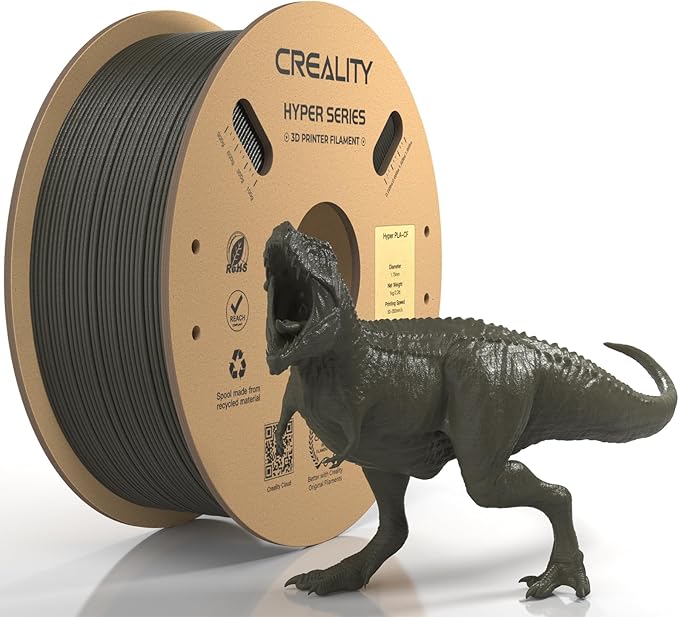 Official Creality Hyper PLA-CF (Carbon Fiber) Filament 1.75mm, High Speed PLA-CF 30-300mm/s 3D Printer Filament,Dimensional Accuracy +/-0.02mm, Fit Most 3D Printer,1KG(2.2lbs) Spool Greyish Yellow by Creality