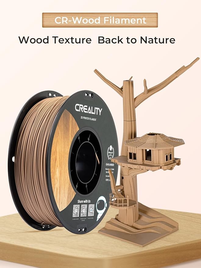 Creality Wood Filament PLA, 3D Printer Filament 1.75 mm, Smooth Silk Texture, Toughness, 1kg(2.2lbs)/Spool Printing Filament, for All FDM Printers (Wood) - Image 2