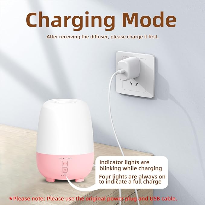 Cordless Essential Oil Diffuser 150ML, Rechargeable Battery, 7H Runtime, 7 LED Lights, Mini Portable Aromatherapy Diffuser for Home, Office, Bathroom, Travel - Image 3