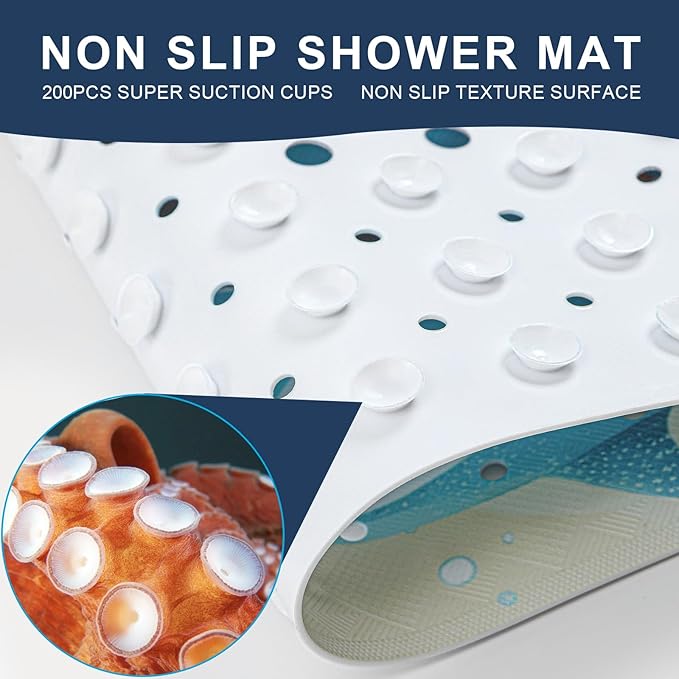 XIYUNTE Baby Bath Mat for Tub Non Slip Kids Bath Mat - 40"x16" Extra Long Bathtub Mat Non Slip Kids, Eco-Friendly Toddler Bath Mats with Suction Cups for Secure Grip, Easy to Clean & Easy Drying - Image 3