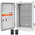 TICONN Outdoor Electrical Box Waterproof, Junction Box IP67 ABS Plastic Enclosure with Hinged Cover with Mounting Plate, Wall Brackets, Cable Glands (Off-White, 10.2"x6.3"x3.9") by TICONN