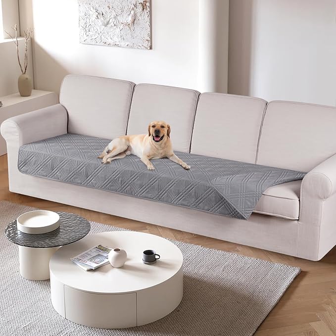 TAOCOCO 100% Waterproof Couch Cushion Cover Reversible Sofa Seat Cover for Dogs Pets Chaise Couch Cover for Sectional Sofa U Shape Couch Furniture Protector Sofa Slipcover(Oversized Sofa, Light Gray) by TAOCOCO