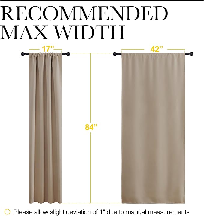 NICETOWN Blackout Curtains for Living Curtains, Taupe, 2 Panels, 42 by 84, Room Darkening Window Curtain Panels, Easy-Care Solid Thermal Insulated Draperies/Drapes for Daughter Room - Image 5