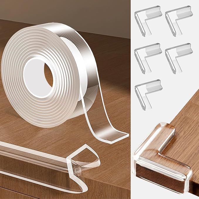 0.8 in x 16.4 FT,Edge Corner Protector Baby Proofing with 6 Corners,Soft Clear Furniture Table Corner Guard & Edge Safety Cabinet Door Bumper,Crib Bumpers,Window Sill Protector,Wall Protector by Unknown