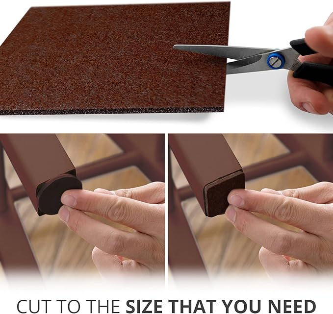 Felt Furniture Pads X-PROTECTOR - 10 Pack Premium 8”x6” Heavy Duty 1/5” Felt Sheets! Cut Furniture Felt Pads for Furniture Feet You Need – Best Furniture Pads for Hardwood Floors! Brown - Image 5