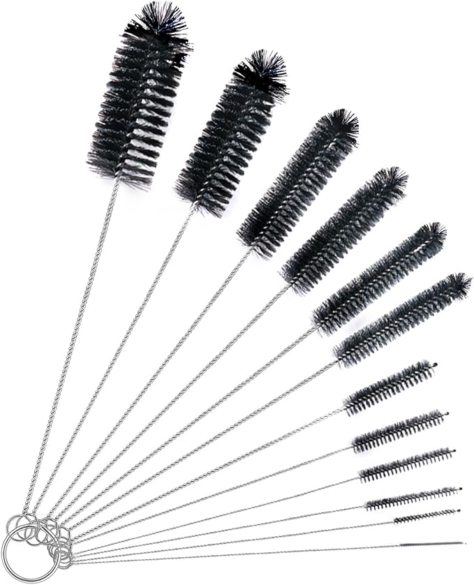 Straw Cleaner Brush Set,12 Pieces Extra Long Pipe Water Bottle Brushes for Cleaning Reusable Drinking Straws,Bird Feeders,Pipes,Black (12pcs Different diameters Set) - Image 8