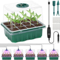 Seed Starter Tray, Plant Propagation Station with Grow Light, Seedling Starter Trays with Timing Controller, Mini Greenhouse Kit with Humidity Domes and Base, Plant Tray for Seeds Growing Starting by Idealife