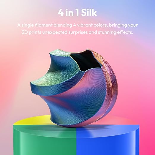 AMOLEN Silk PLA 3D Printer Filament Bundle, Shiny Silkverse 4 Colors in 1 Filament 1.75mm Pack Multi Color from 4 Angles, 4×200g - Image 3